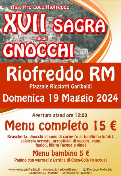 Sagra degli Gnocchi 2024 a Riofreddo (RM) | Sagre nel Lazio